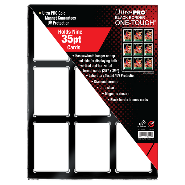 35PT 9-Card Black Border UV ONE-TOUCH® Magnetic Holder