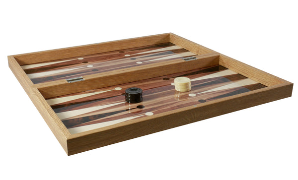 Backgammon- 19" Burlwood Decoupage Folding Backgammon Set
