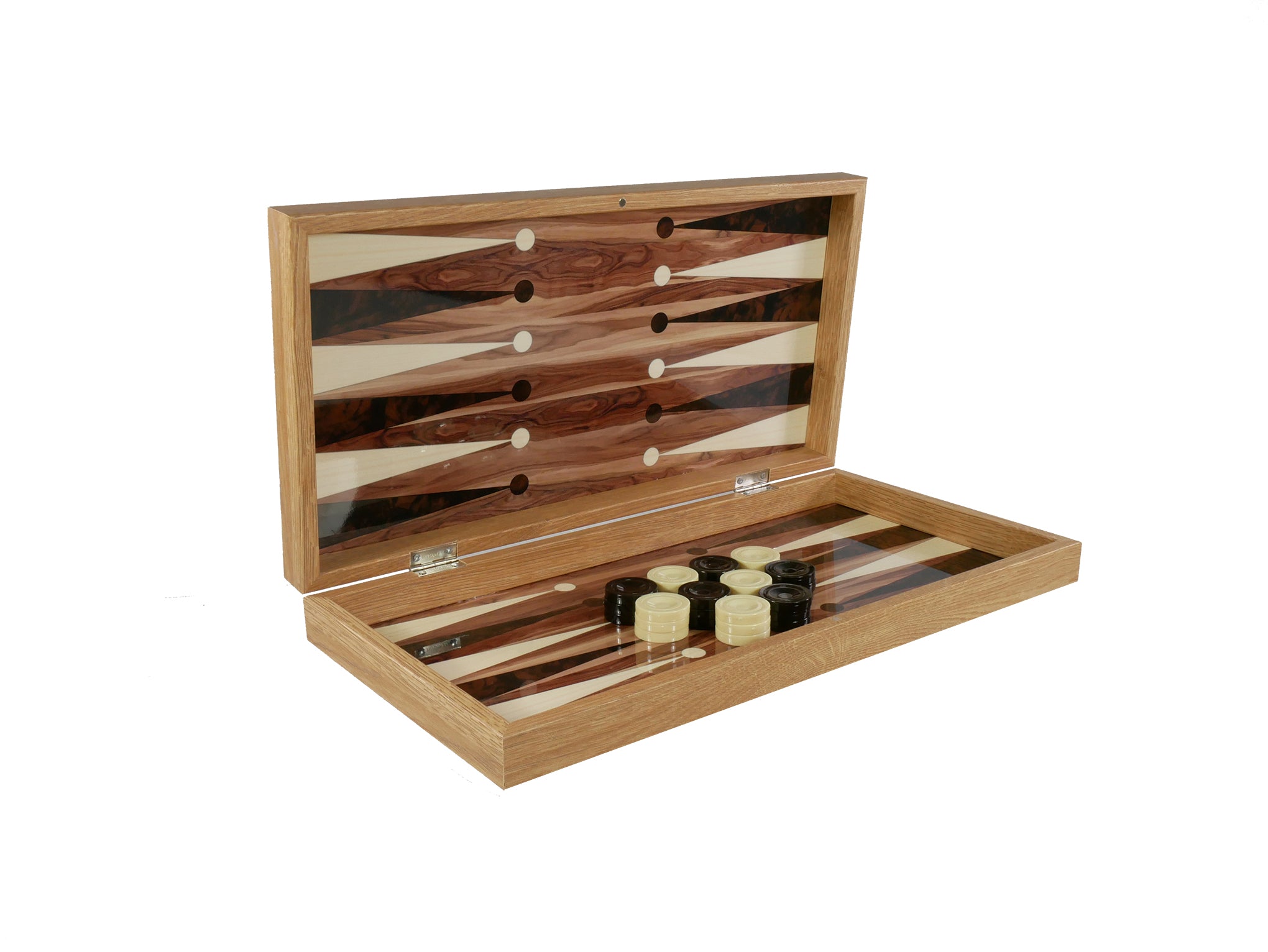 Backgammon - 19" American Walnut Decoupage Backgammon Set