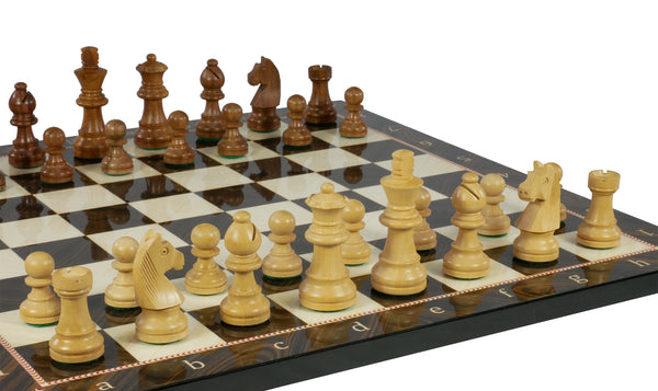 Chess Set - 2.75" Sheesham/Boxwood German Knight on Decoupage Board