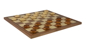 Checker Set - 1.25" Wood Stacking checkers on 14" Walnut Maple Chess Board