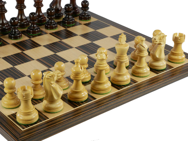 Chess Set - 3" Anjan wood American Emperor Double Weighted on Ebony/Maple Board