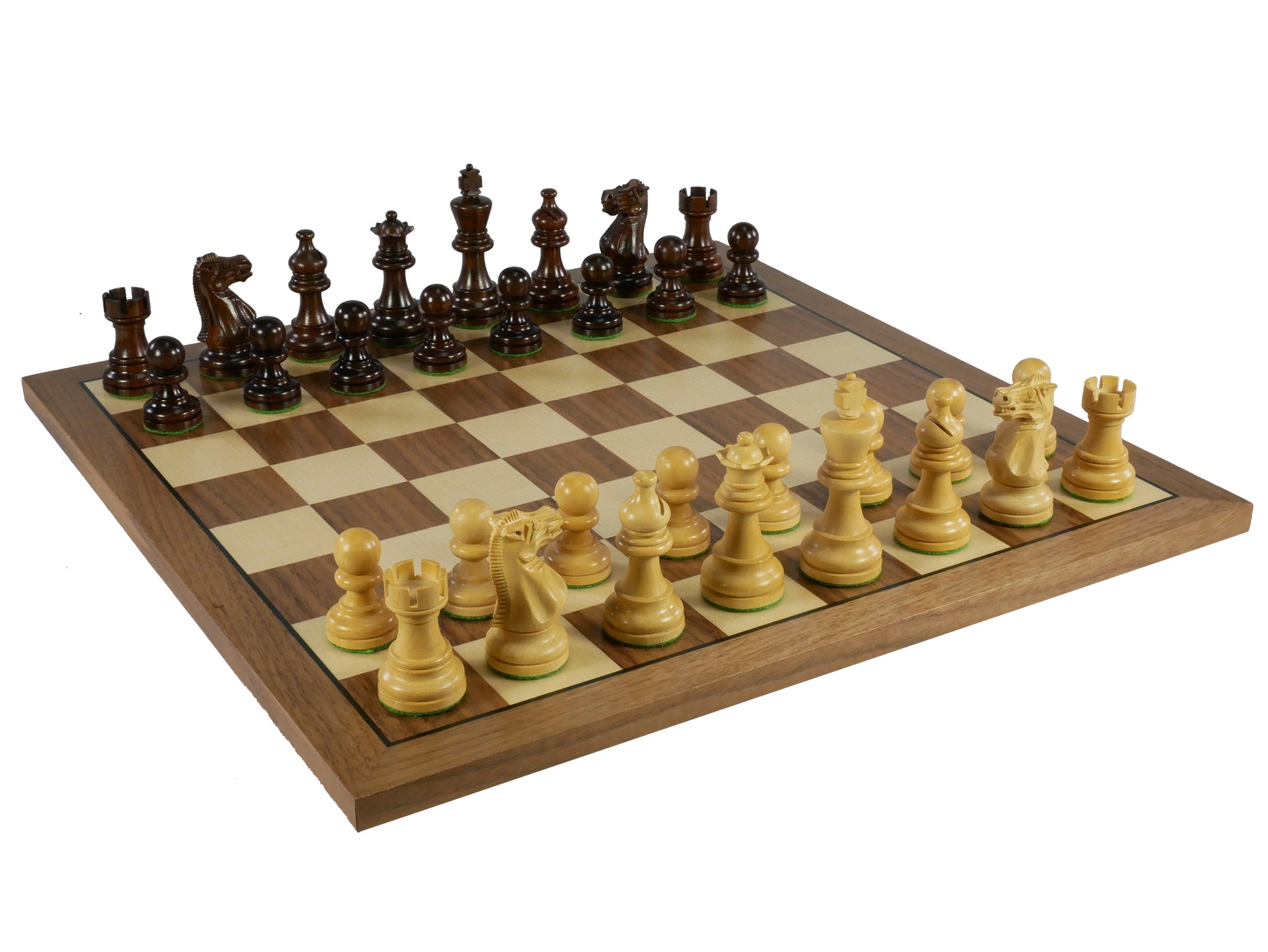 Chess Set - 3" Anjan wood American Emperor Double Weighted on Walnut/Maple Board