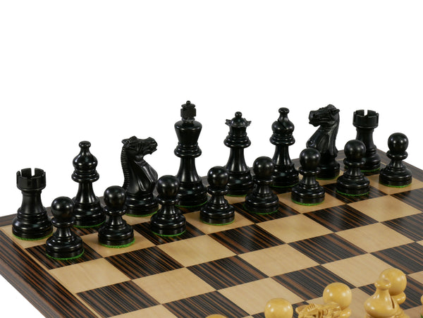 Chess Set - Black American Emperor Chessmen on Ebony veneer Chess Board