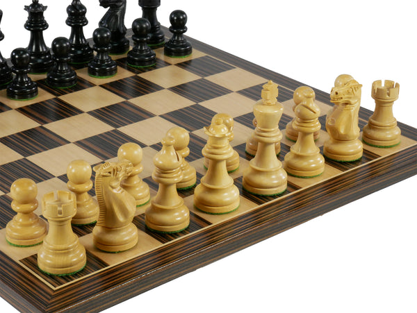 Chess Set - Black American Emperor Chessmen on Ebony veneer Chess Board
