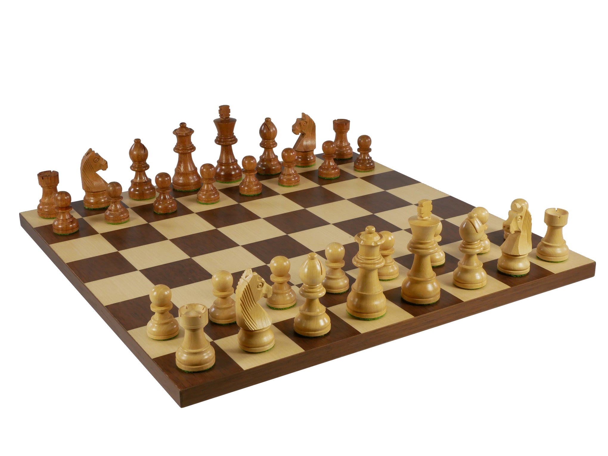 Chess Set - Small Kikkerwood German Chessmen on Dark Rosewood Chess Board