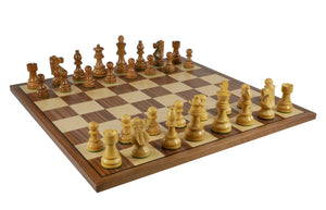 Chess Set - Sheesham French Chessmen on Walnut/Maple Chess Board