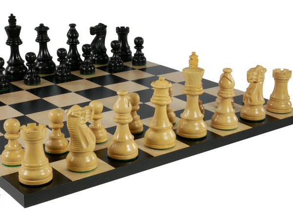 Chess Set - 3.75" American Black/Boxwood French on 17.25'' Black/Maple Chess Board