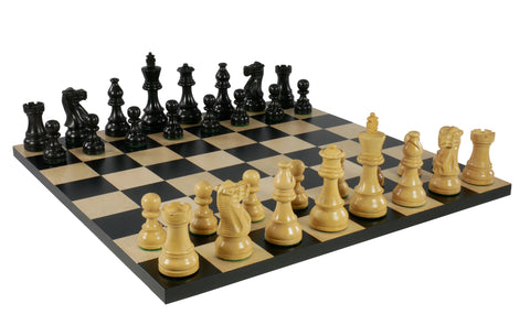 Chess Set - 3.75" American Black/Boxwood French on 17.25'' Black/Maple Chess Board