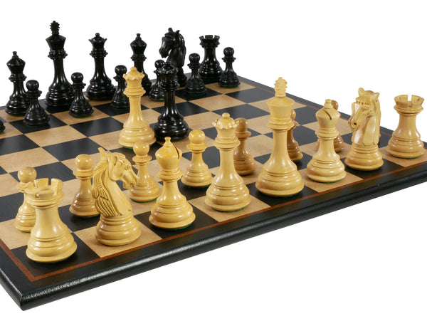 Chess Set - 3.75" Columbian Black/Boxwood on 17.25" Black/Birdseye Maple Board
