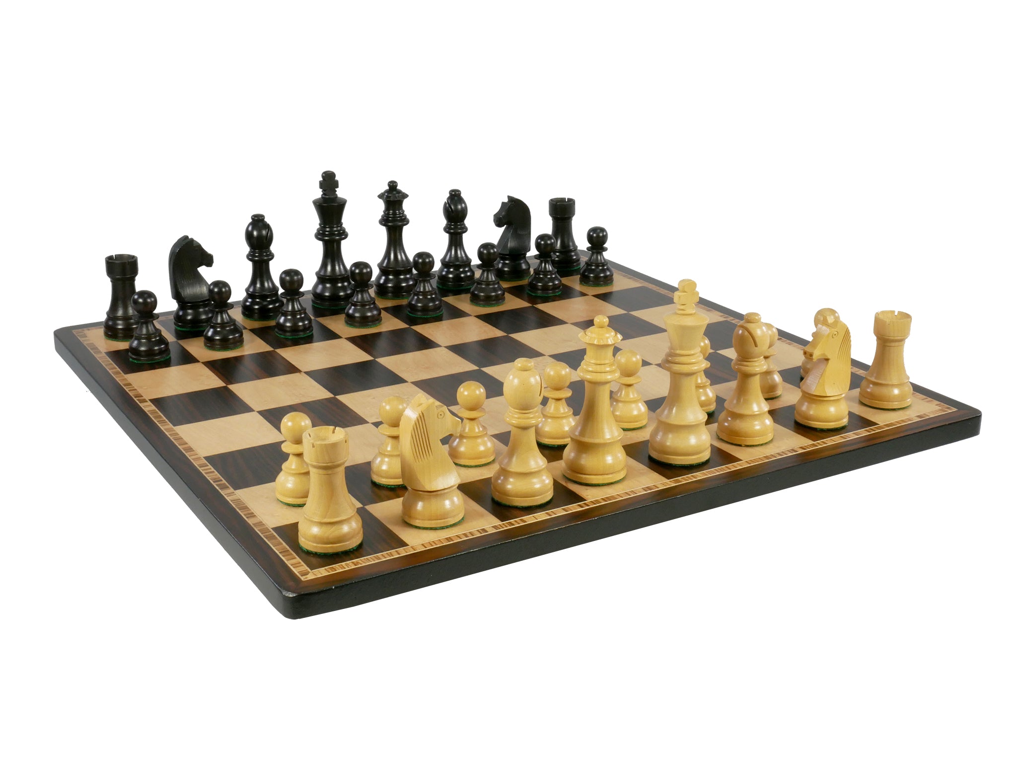 Chess set - Black/Natural Boxwood Pieces on Ebony & Birdseye Maple Chess Board