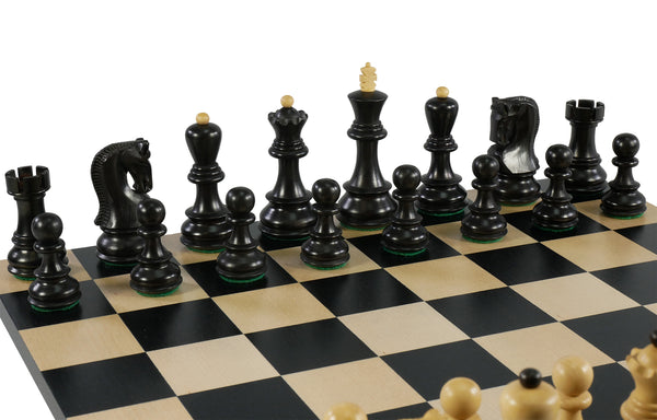 Chess Set - Black Russian Chessmen on Black Maple Basic Chess Board