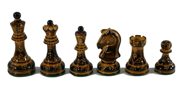 Chess Pieces - 3.75" Burnt Dubronvic Double Queens Chess Pieces