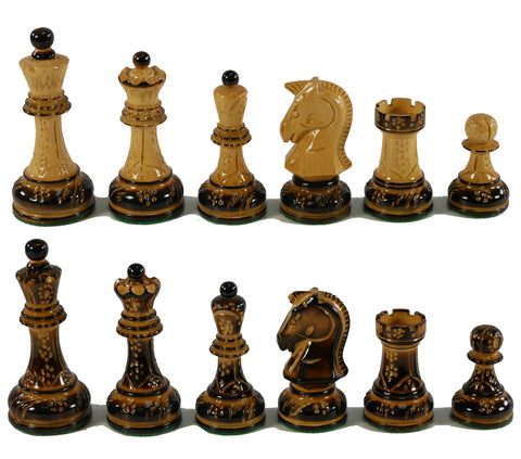 Chess Pieces - 3.75" Burnt Dubronvic Double Queens Chess Pieces