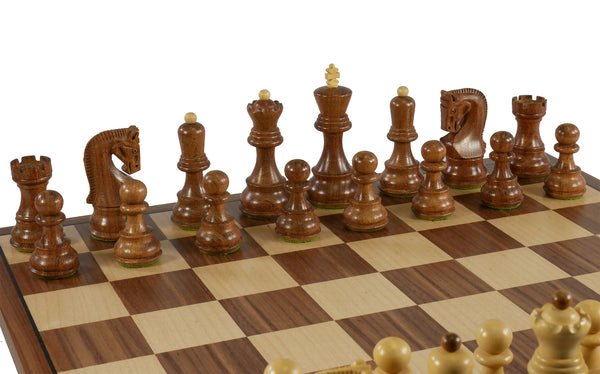 Chess Set - Kikkerwood Old Russian on a Walnut/Maple Chess Board