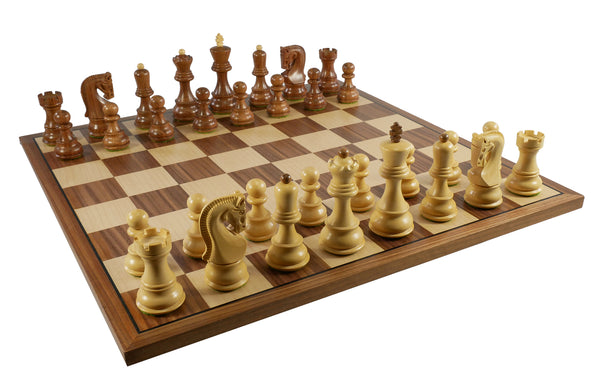 Chess Set - Kikkerwood Old Russian on a Walnut/Maple Chess Board