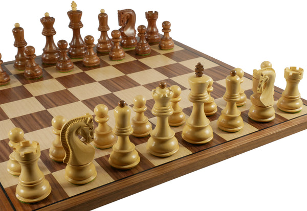 Chess Set - Kikkerwood Old Russian on a Walnut/Maple Chess Board