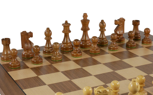 Chess Set - Sheesham French Men on Walnut/Maple Board