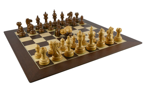 Chess Set - 3.75" Sheesham New Taj Chess Pieces on Walnut Sycamore Board