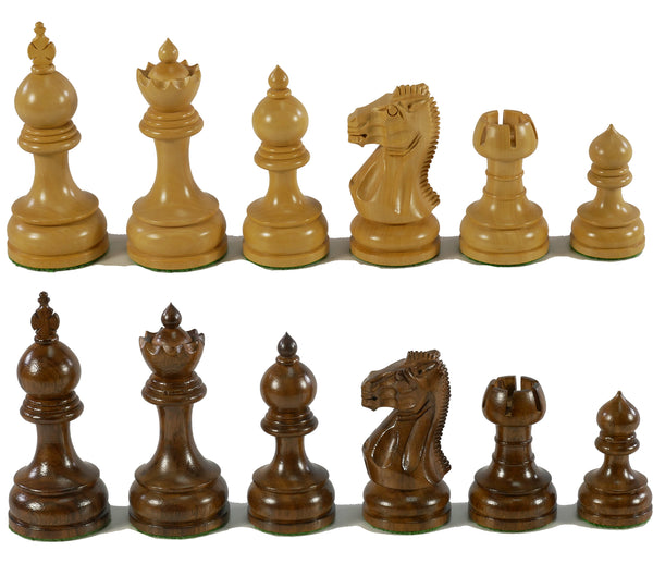 Chess Set - 3.75" Sheesham New Taj Chess Pieces on Walnut Sycamore Board