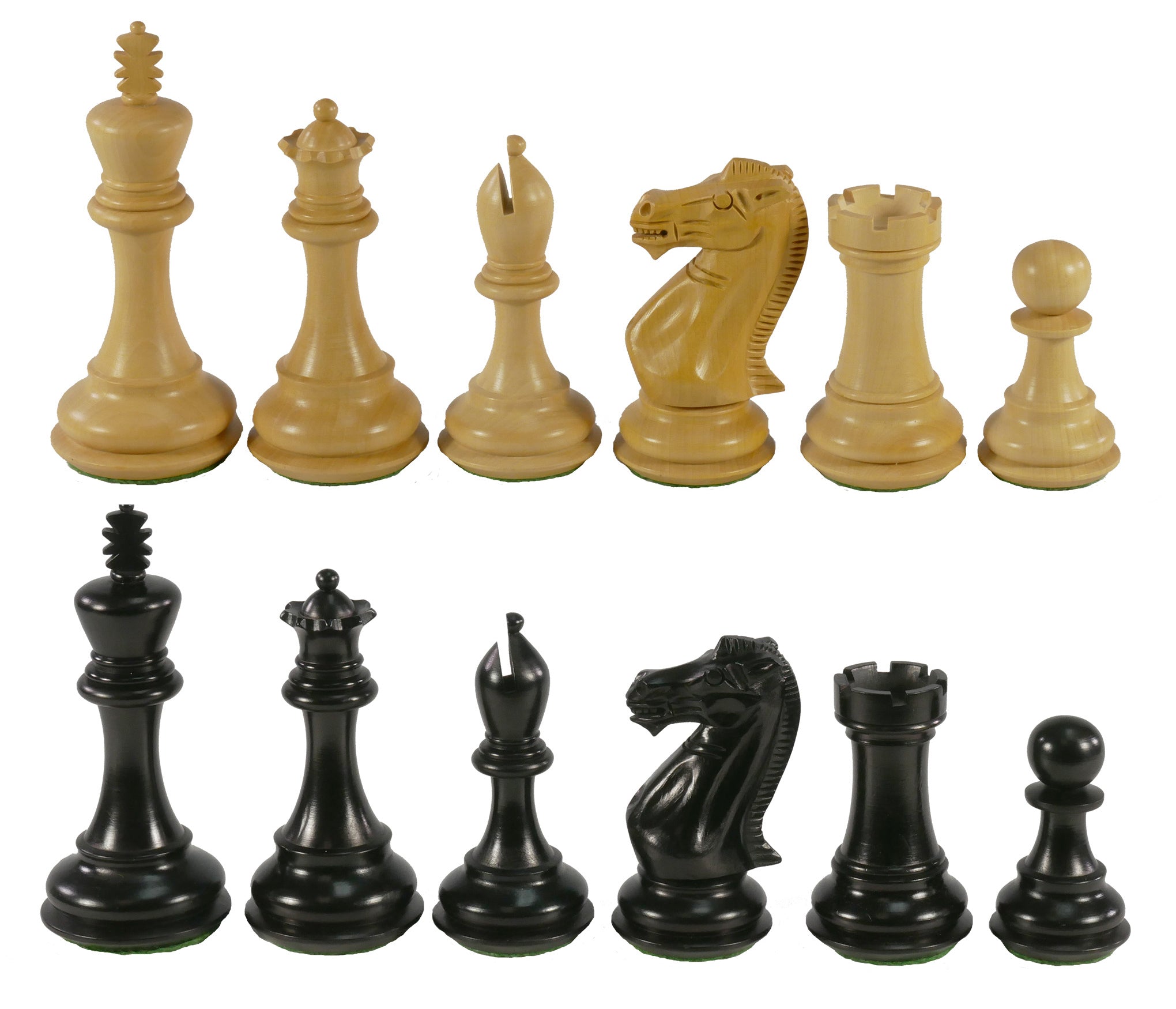 Chess Pieces - 4" Deluxe Black/Boxwood Chessmen (Double Queens)