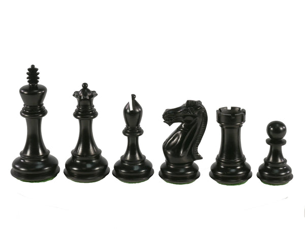 Chess Pieces - 4" Deluxe Black/Boxwood Chessmen (Double Queens)