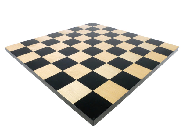 Chess Set - Small Black French Knight Chessmen on Black & Maple Veneer Board