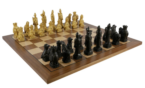 Chess Set - 5" Mandarin Resin Chess Pieces on Walnut/Maple Chess board