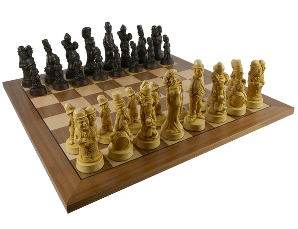 Chess Set - Movie Stars Resin Chess Pieces on Walnut & Maple Veneer Board