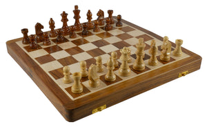 Chess Set - 14" Folding Wooden Magnetic Chess Set