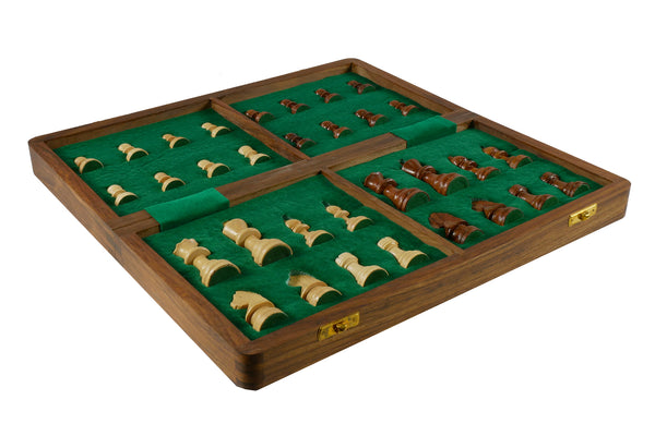 Chess Set - 14" Folding Wooden Magnetic Chess Set