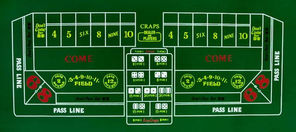 Casino- Felt Craps Layout - 36"x72"