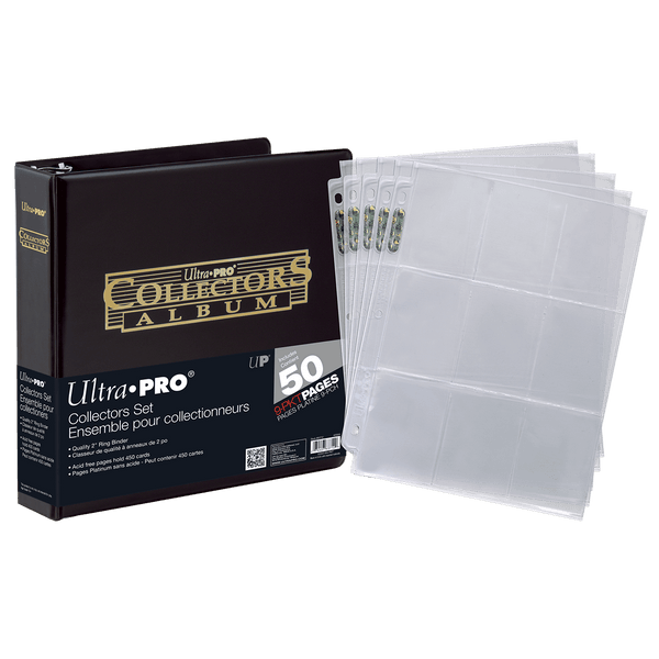2" Black and Gold Foil Collectors Album with 9-Pocket Platinum Pages (50ct) for Trading Cards