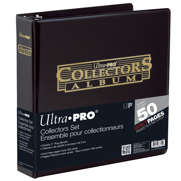 2" Black and Gold Foil Collectors Album with 9-Pocket Platinum Pages (50ct) for Trading Cards
