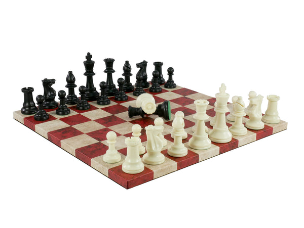 Chess Set- 3.75" Triple Weighted Chess Pieces (DQ) on Faux Leather Chess Board