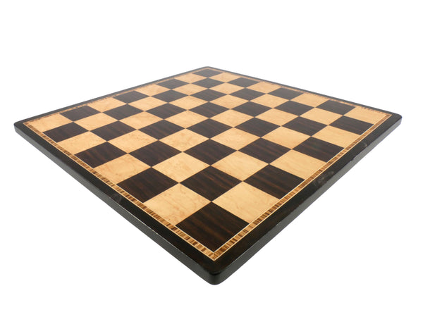 Chess Set - 3.75" Burnt Dubronvik Chess Pieces (DQ) on 17.3" Ebony & Birdseye Maple Board