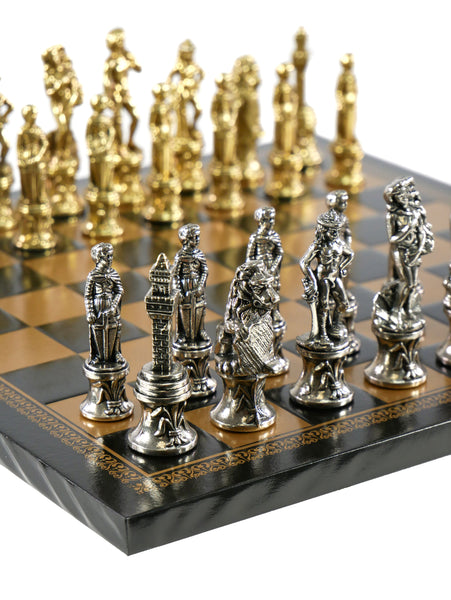 Chess Set - Florence Metal Men on Faux Leather Chess Board