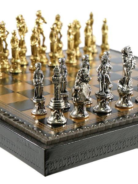 Chess Set - Florence Metal Men on Faux Leather Chest