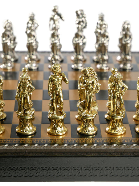 Chess Set - Florence Metal Men on Faux Leather Chest