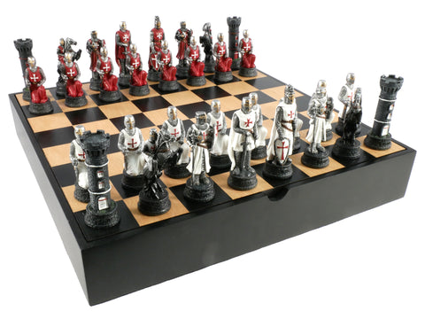 Chess Set - Resin on Black and Maple Chest - Crusade IV