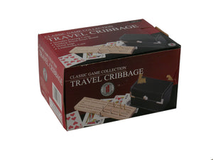 Cribbage Set  - 2 Player Travel Folding Wood Cribbage Set-Snap Case and cards