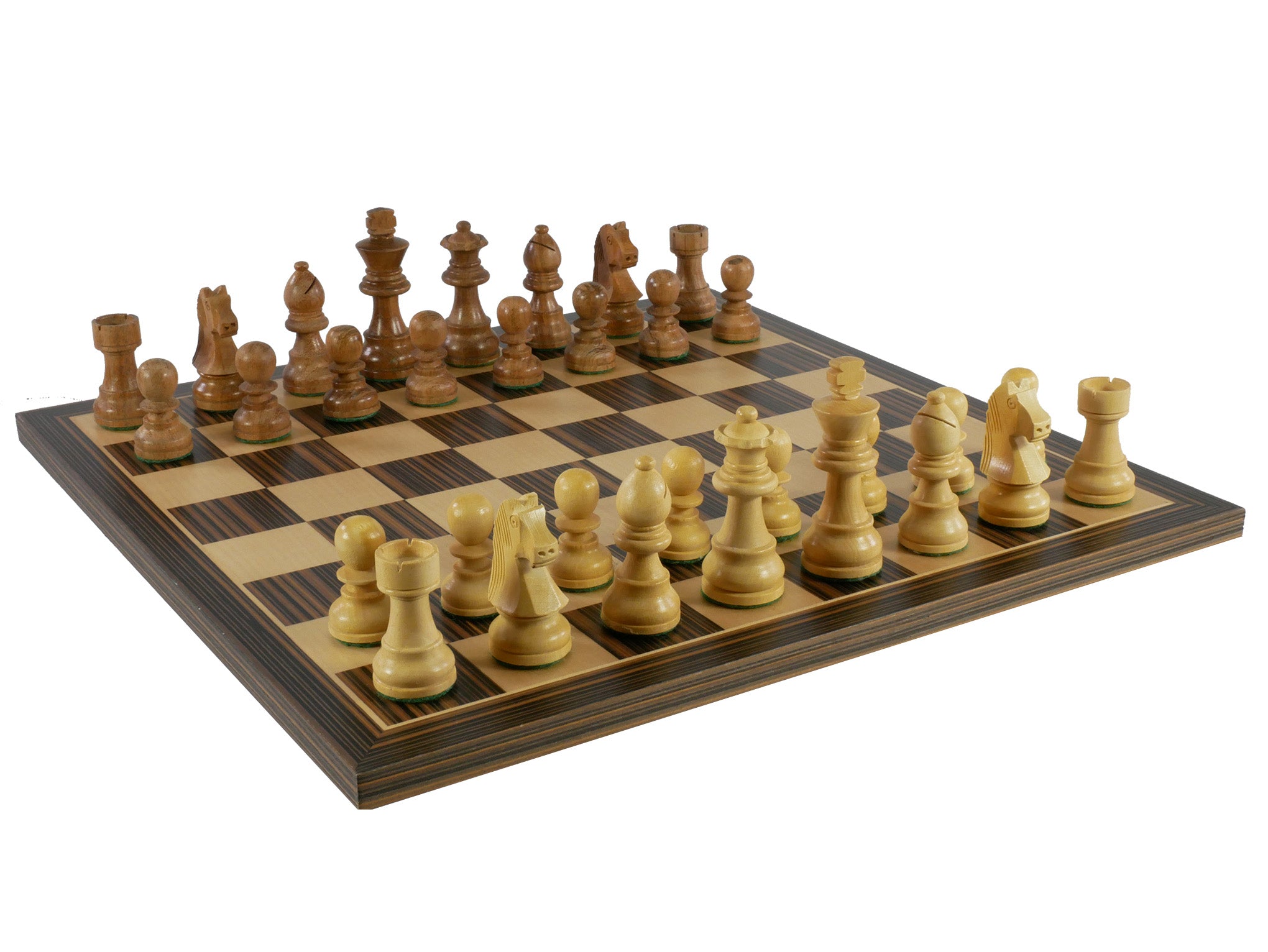 Chess Set - Sheesham/Boxwood German Knight on Ebony/Maple Chess Board