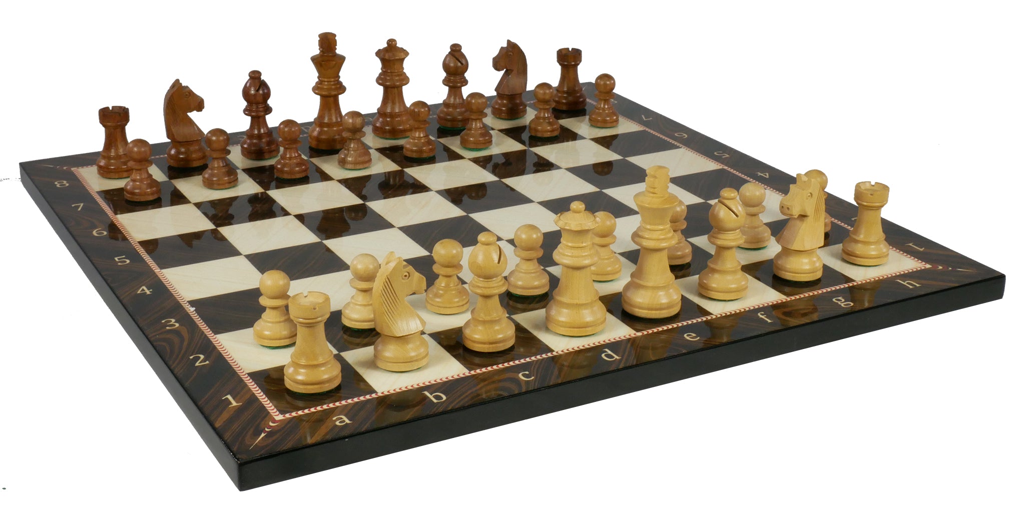 Chess Set - 2.75" Sheesham/Boxwood German Knight on Decoupage Board