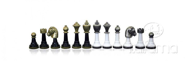 Chess Pieces - Black & White Metal Zinc and Wood Chess Pieces