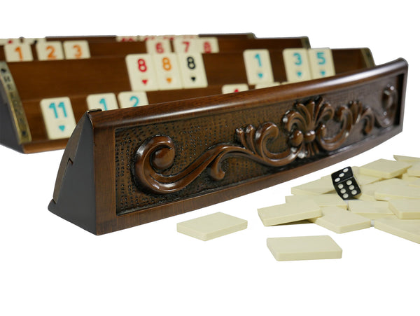 Rummy Set - Engraved Curved Rack Rummy Game Set