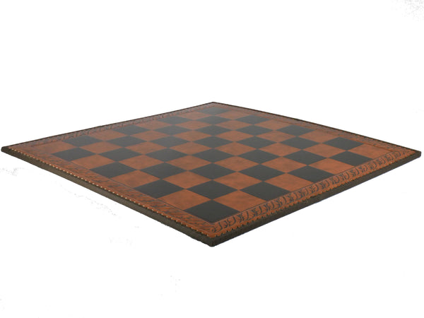 Chess Board - 23" Brown & Black Faux Leather Board 2.25" Squares.