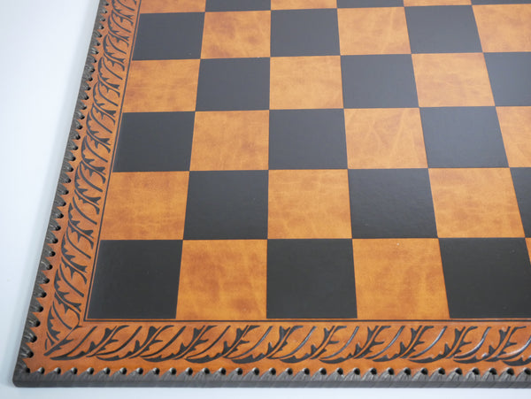 Chess Board - 23" Brown & Black Faux Leather Board 2.25" Squares.