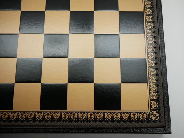 Chess Board - 19" Black/Gold Faux Leather Chest