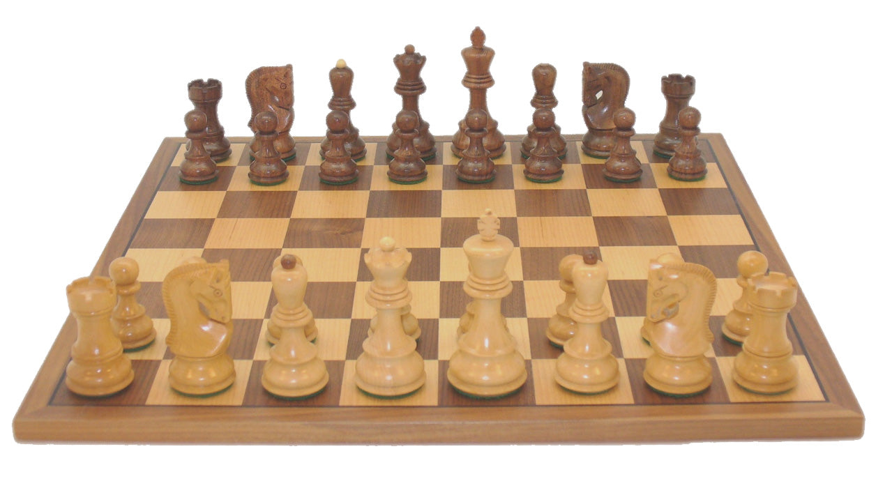 Chess Set - Kikkerwood Old Russian on a Walnut/Maple Chess Board