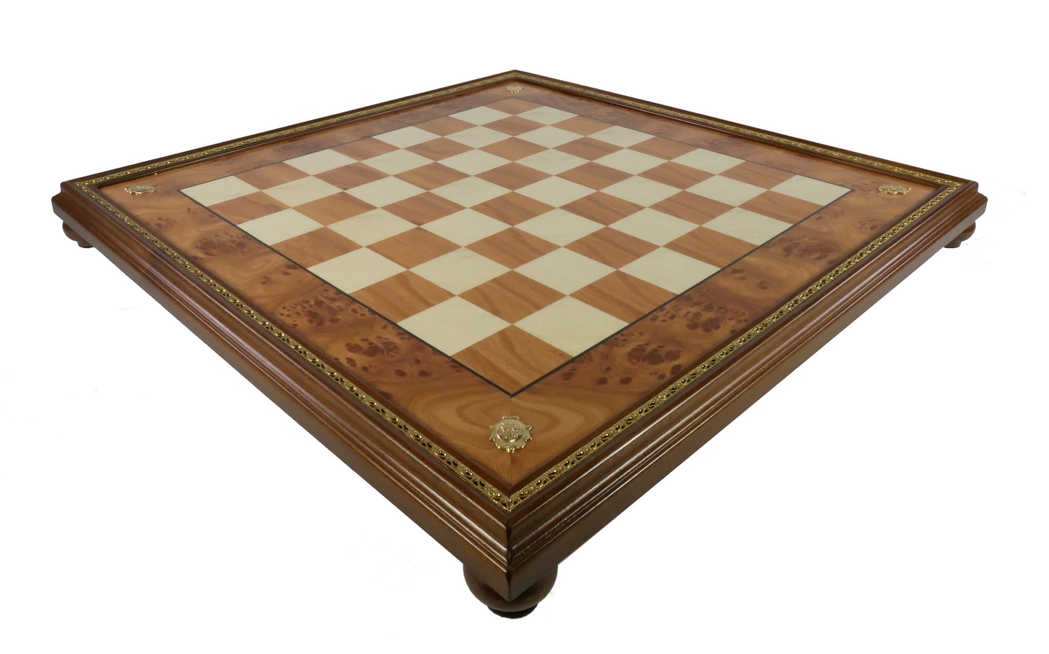 Chess Board - Elm Chess Board Gold trim